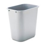Rubbermaid Commercial Deskside Plastic Wastebasket, 7 gal, Plastic, Gray
