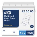 Tork® Premium Multifold Paper Towels, 1-Ply, White, 3000 Towels - Image 2