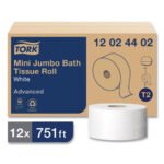 Tork® Jumbo Jr. Toilet Paper, 2-Ply, White, 751-ft., 12 Rolls - Image 2