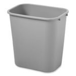 Rubbermaid Commercial Deskside Plastic Wastebasket, 7 gal, Plastic, Gray - Image 3