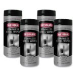 WEIMAN Stainless Steel Wipes, 1-Ply, 7 x 8, White, 30/Canister, 4 Canisters/Carton