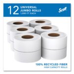 Scott Essential 100% Recycled Fiber JRT Bathroom Tissue for Business, Septic Safe, 2-Ply, White, 3.55" x 1,000 ft, 12 Rolls/Carton - Image 2