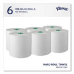 Kleenex Hard Roll Paper Towels with Premium Absorbency Pockets with Colored Core, Green Core, 1-Ply, 7.5" x 700 ft, White, 6 Rolls/CT - Image 2