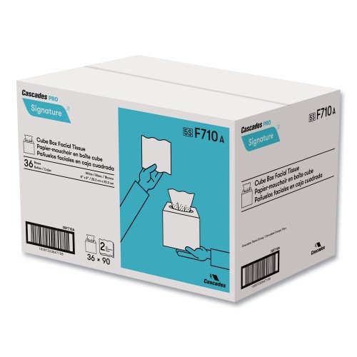 884524-500x500-0.jpg Cascades Signature Facial Tissue, 2-Ply, White, Cube, 90 Sheets/Box, 36 Boxes/Carton - Image 3