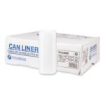Inteplast Group High-Density Commercial Can Liners, 16 gal, 8 mic, 24" x 33", Natural, Interleaved Roll, 50 Bags/Roll, 20 Rolls/Carton