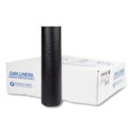 Inteplast Group High-Density Commercial Can Liners, 60 gal, 16 mic, 43" x 48", Black, Interleaved Roll, 25 Bags/Roll, 8 Rolls/Carton