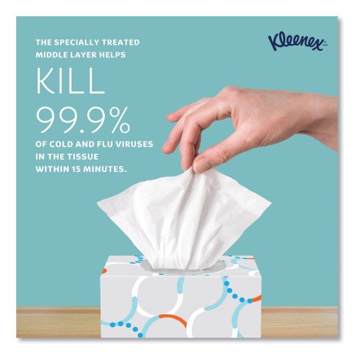 898579-500x500-0.jpg Kleenex Boutique Anti-Viral Facial Tissue, 3-Ply, White, Pop-Up Box, 60 Sheets/Box, 3 Boxes/Pack, 4 Packs/Carton - Image 4