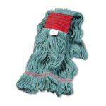 Boardwalk Super Loop Wet Mop Head, Cotton/Synthetic Fiber, 5" Headband, Large Size, Green, 12/Carton