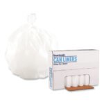 Boardwalk Low-Density Waste Can Liners, 16 gal, 0.4 mil, 24" x 32", White, Perforated Roll, 25 Bags/Roll, 20 Rolls/Carton