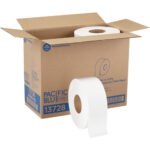 Pacific Blue® Jumbo Jr. Toilet Paper Rolls, 2-Ply, White, 8 Rolls
