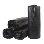 Inteplast Group Low-Density Commercial Can Liners, 60 gal, 1.5 mil, 38" x 58", Black, Interleaved Roll, 20 Bags/Roll, 5 Rolls/Carton