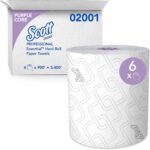 Scott Essential High Capacity Hard Roll Towel, 1-Ply, 8" x 950 ft, White, 6 Rolls/Carton