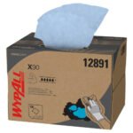 WypAll X90 Cloths, BRAG Box, 2-Ply, 11.1 x 16.8, Denim Blue, 136/Carton