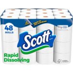 Scott® Rapid-Dissolving Toilet Paper, 1-Ply, 231 Sheets, 48 Rolls