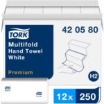 Tork® Premium Multifold Paper Towels, 1-Ply, White, 3000 Towels