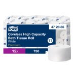 Tork® Coreless High Capacity Toilet Paper, 2-Ply, 750 Sheets, 12 Rolls