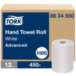Tork® Hardwound Roll Paper Towels, 1-Ply, White, 450-ft., 12 Rolls
